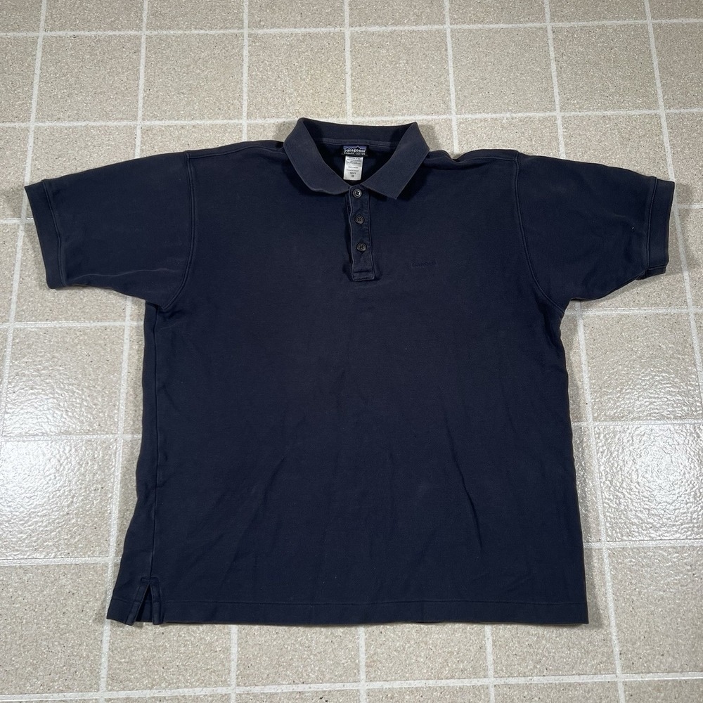 Patagonia Men's Blue Polo Collared Shirt Size Medium Organic Cotton Gorpcore